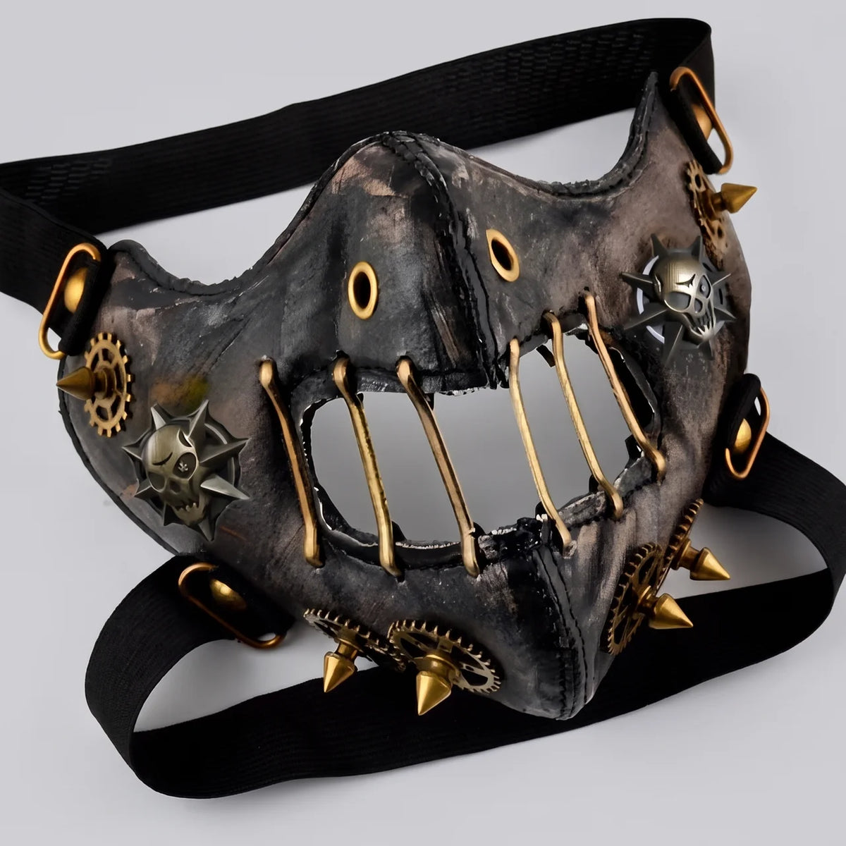 EKON Steampunk Gear Rivet Mask Cutout Skull