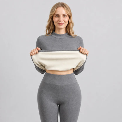 EKON Women’s Fleece-Lined Thermal Underwear Set