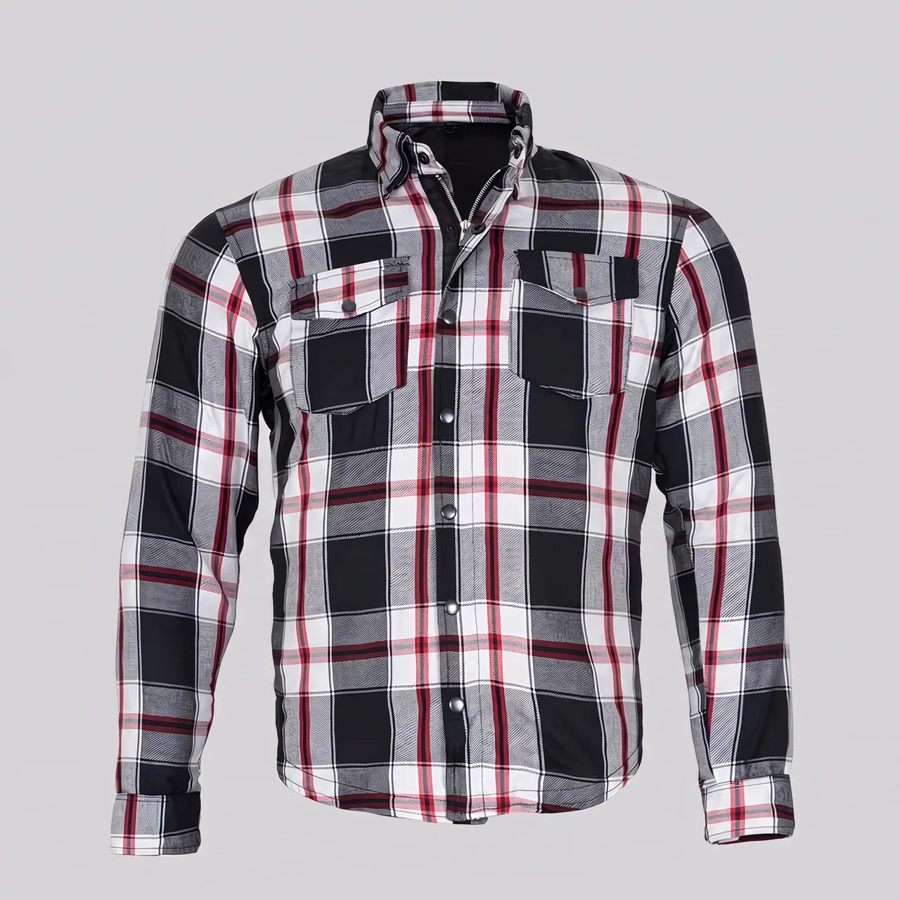 EKON Armored Plaid Motorcycle Shirt Jacket Mixed Colors