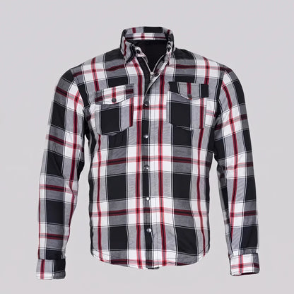 EKON Armored Plaid Motorcycle Shirt Jacket Mixed Colors