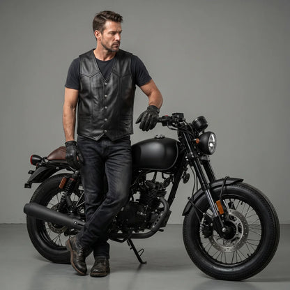 EKON Leather Motorcycle Vest