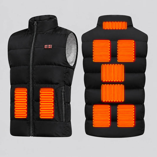 EKON Quilted Stand-Collar Heated Vest Black