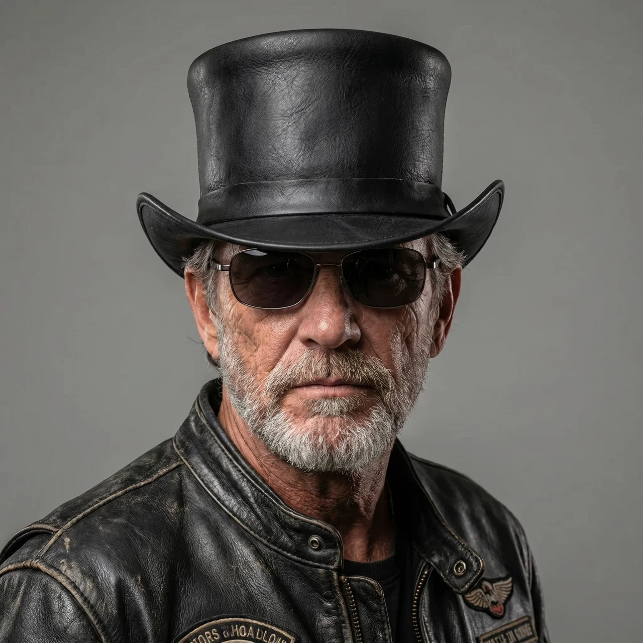 EKON Leather Steampunk Top Hat