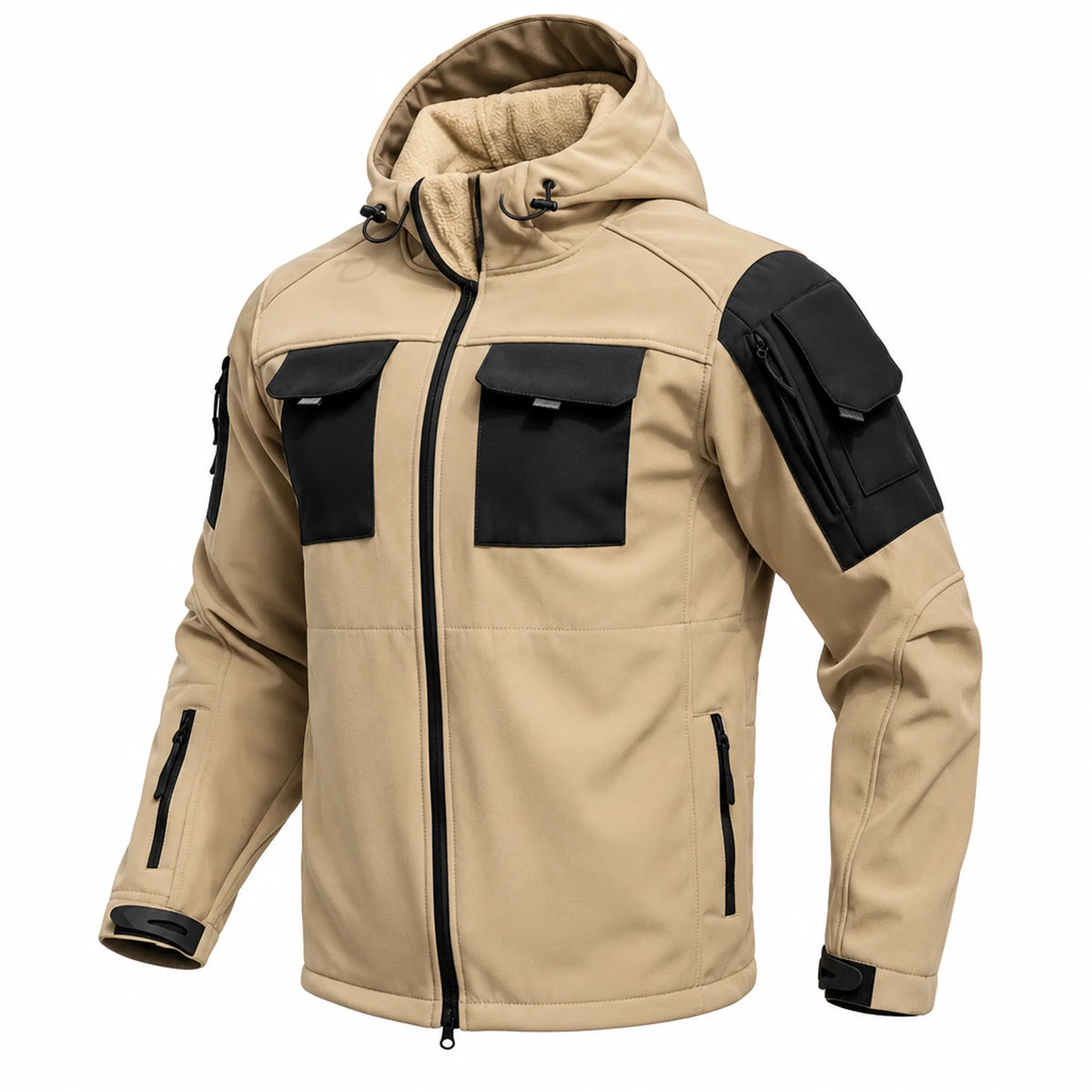 EKON Multi-Pocket Hooded Jacket Khaki