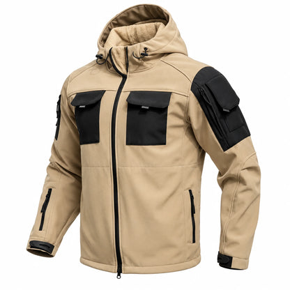 EKON Multi-Pocket Hooded Jacket Khaki