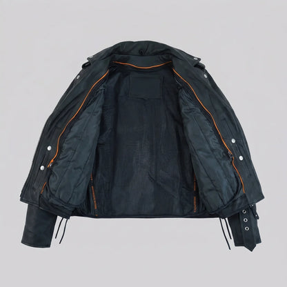 EKON Women’s Belted Leather Moto Jacket
