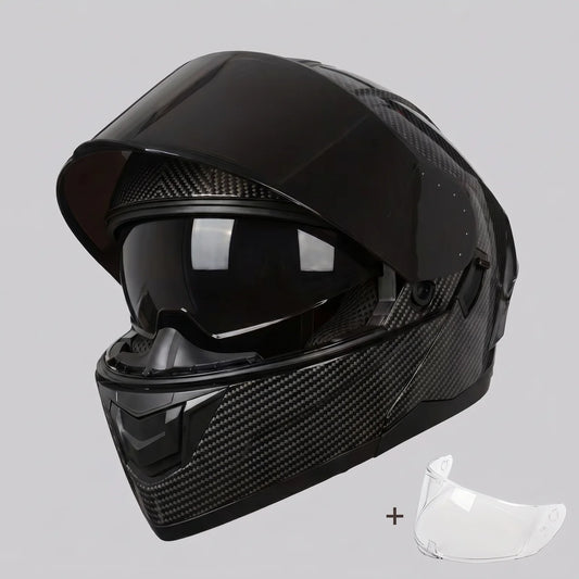 EKON Carbon-Style Modular Motorcycle Helmet XL