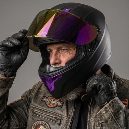 EKON Purple Full-Face Motorcycle Helmet