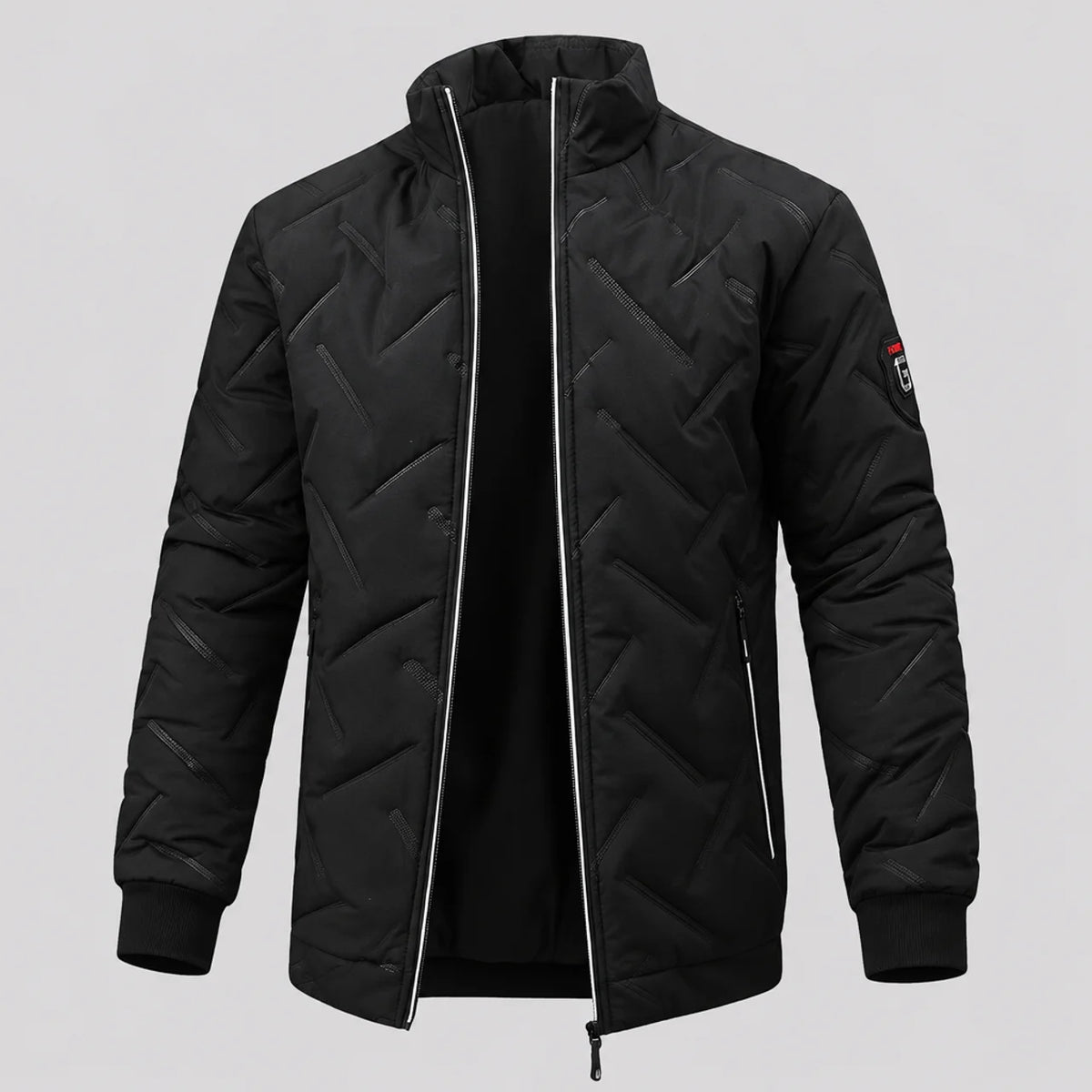EKON Diagonal Texture Zip Jacket Black