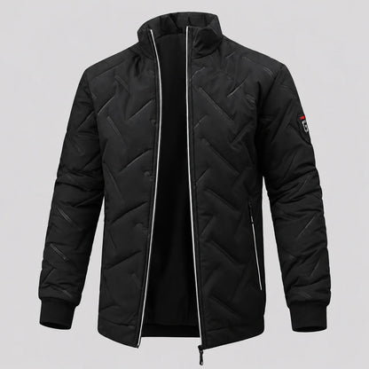 EKON Diagonal Texture Zip Jacket Black