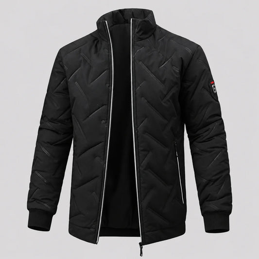 EKON Diagonal Texture Zip Jacket Black