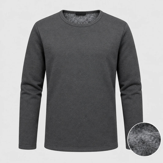 EKON Men’s Plush-Lined Crewneck Thermal Top Grey