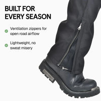RoadArmor riding pants built for every season, ventilation zipper detail