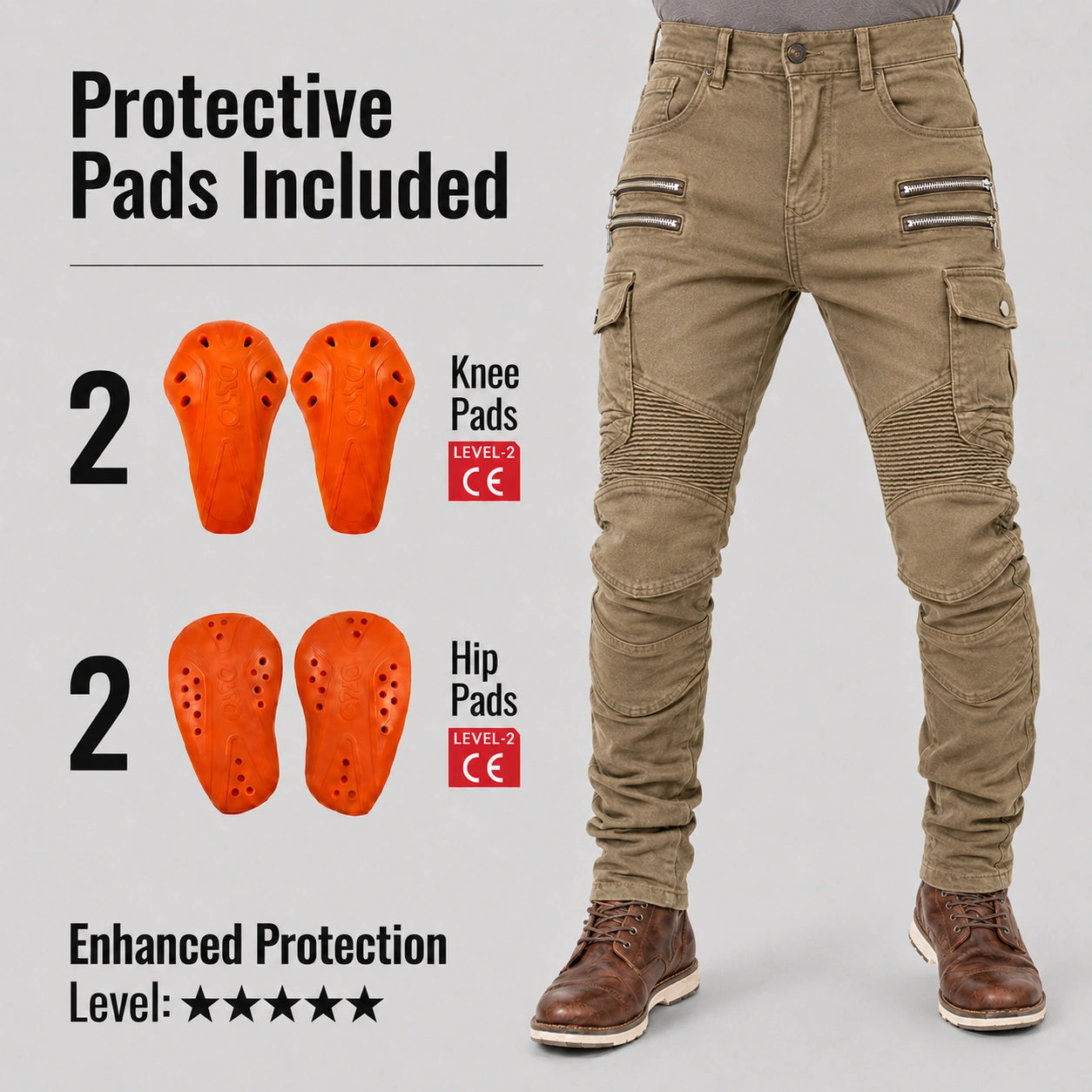 EKON Khaki Shield Riding Pants