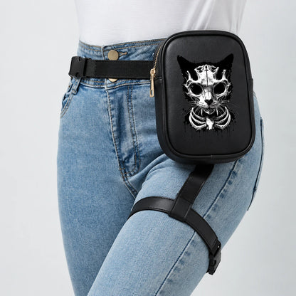 EKON Skull Cat Adjustable Riding Leg Bag