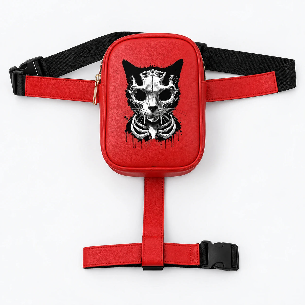 EKON Skull Cat Adjustable Riding Leg Bag